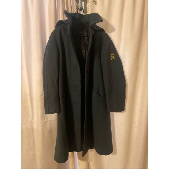 Vintage CBV Karlskrona Swedish Military Grey  Wool Hooded Coat Overcoat 40 - Picture 9 of 16
